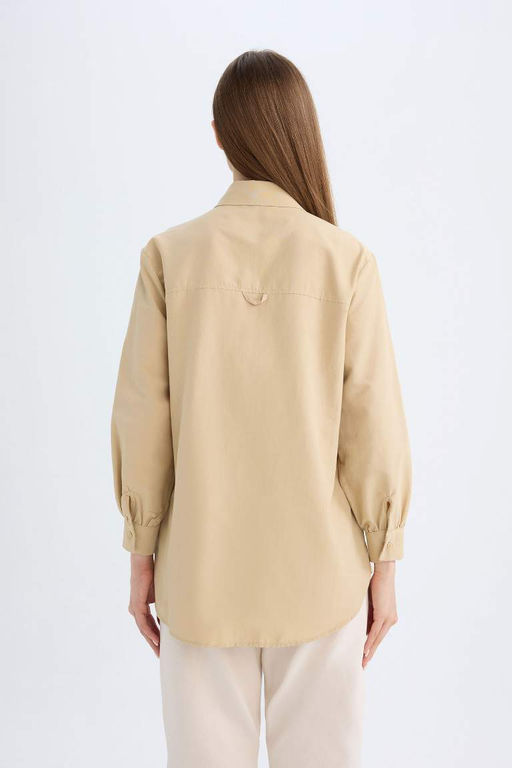 Рубашка-туника из поплина с длинными рукавами Relax Fit - Defacto фото 6