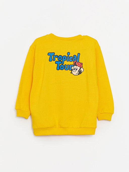 Bisiklet Yaka Uzun Kollu Nostaljik Maymun Bask?l? Erkek Bebek Sweatshirt - Waikiki фото 2