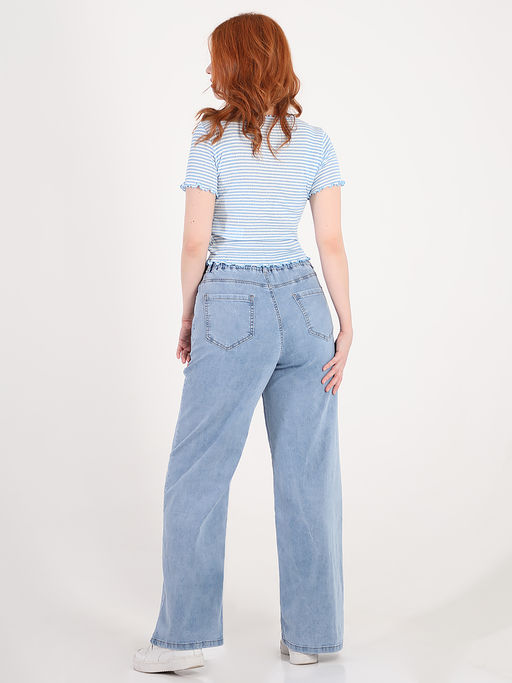 Джинсы женские тонкие летние на резинке - Almond фото 5