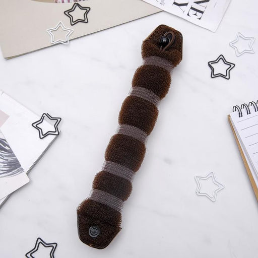 Цена за 12 шт. Валик с креплением и резинкой для создания пучка, 5×22.5 см, коричневый