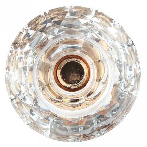 Подсвечник стеклянный "Диамант" h22см, чаша д7см, h3,5см, нескользящее основание д8см, металлическая ножка, золотой, в коробке (Китай)