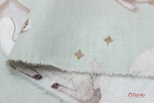 Сатин Лесная детвора цв.серо-фисташковый, СОРТ2, ш.1.61м, хлопок-100%, 120гр/м.кв - Купава фото 3