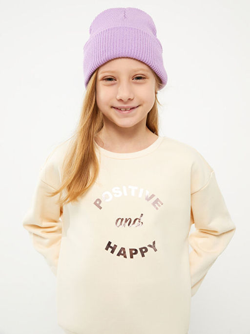 Bisiklet Yaka Bask?l? Uzun Kollu K?z ?ocuk Sweatshirt - Waikiki фото 2