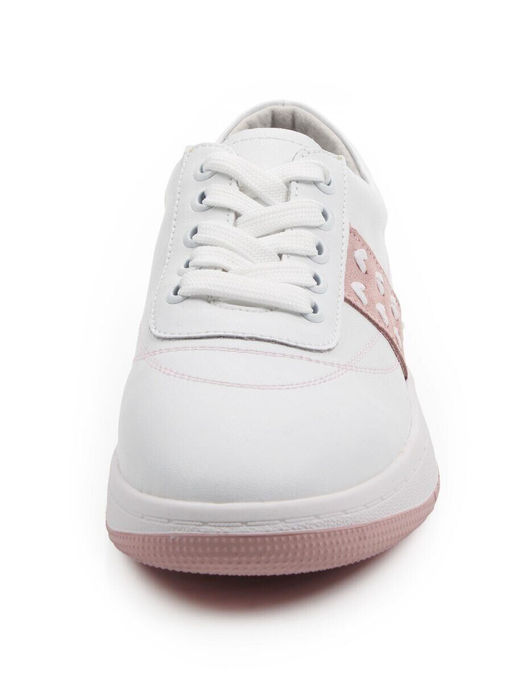 03-YA345-2 WHITE/PINK Полуботинки спортивные женские (натуральная кожа, натуральная замша)