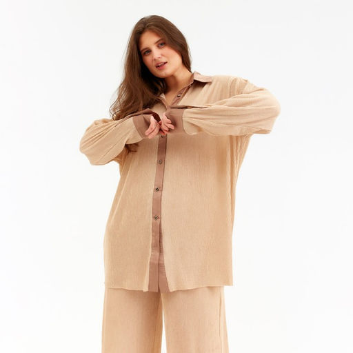 Костюм женский (рубашка, брюки) MINAKU: Casual Collection, цвет кофе, размер 50