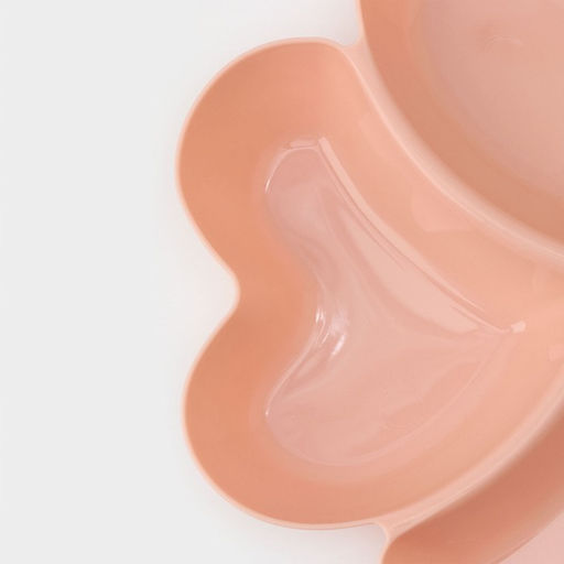 Менажница 4 секции «Сердце», 22.5×3 см, розовая/бежевая