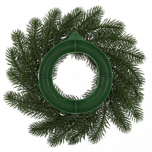 Декоративный венок "Елка с ягодой" д29см, малый, пластик, зеленый патина (Россия)