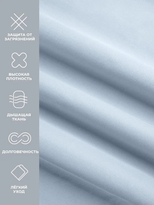 Простыня на резинке 180х200 Моноспейс серо-голубой - Ecotex фото 6