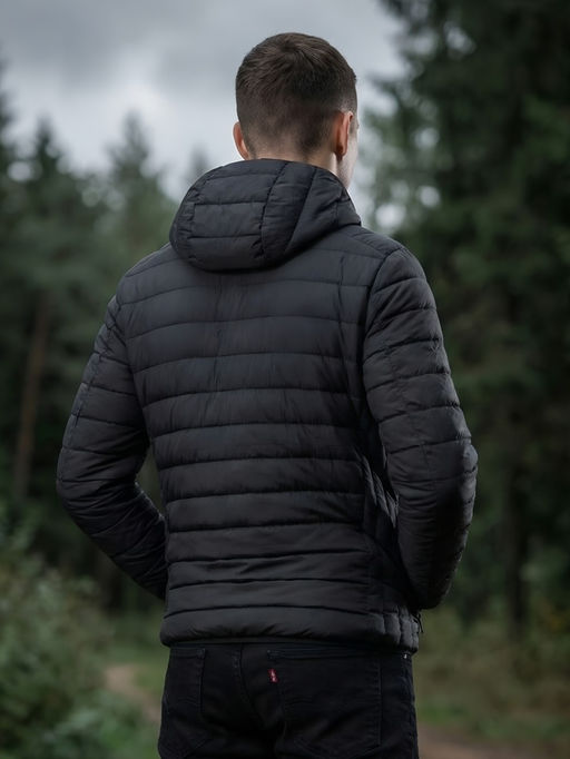 Куртка мужская стёганая с капюшоном с графеновой подкладкой бежевого цвета 9625_1B - Valianly фото 28