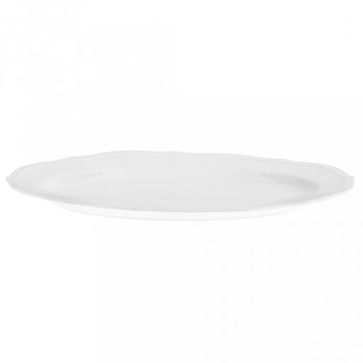 "Совершенство" Блюдо овальное фарфоровое 247х176х20мм, белый, рельефный декор, волнистый край (Китай)