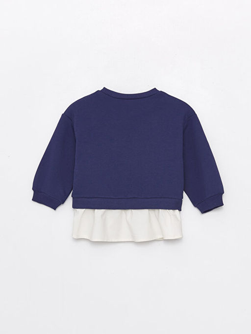Bisiklet Yaka Uzun Kollu Bask?l? K?z Bebek Sweatshirt - Waikiki фото 2