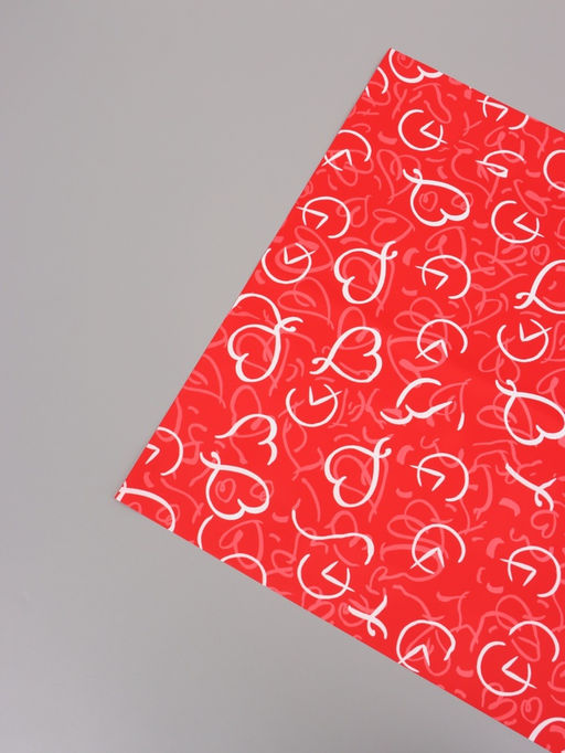 Цена за 20 шт. Пленка для цветов, «Сердца», красная, 57×57 см