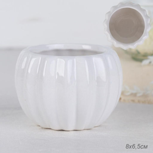 Кашпо 8х6,5 см / 166W /уп 12/120/белое