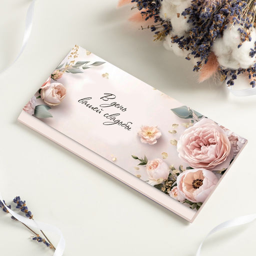 Конверт для денег "В день вашей свадьбы (нежные цветы)"