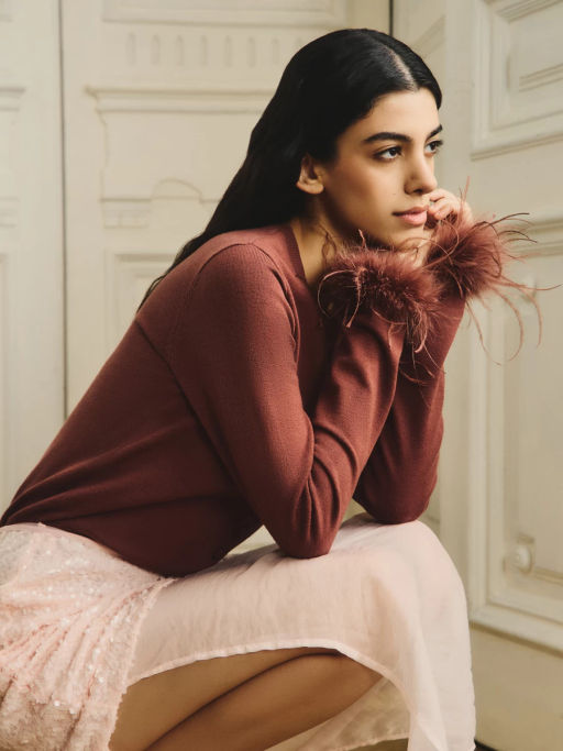 Кардиган с перьями на манжетах / Zarina