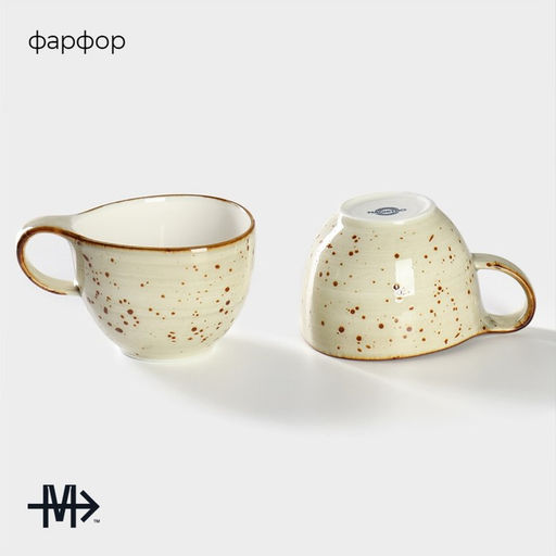 Кружки Magistro Mediterana, набор 2 шт.: 250 мл, фарфор, бежевые  фото 2