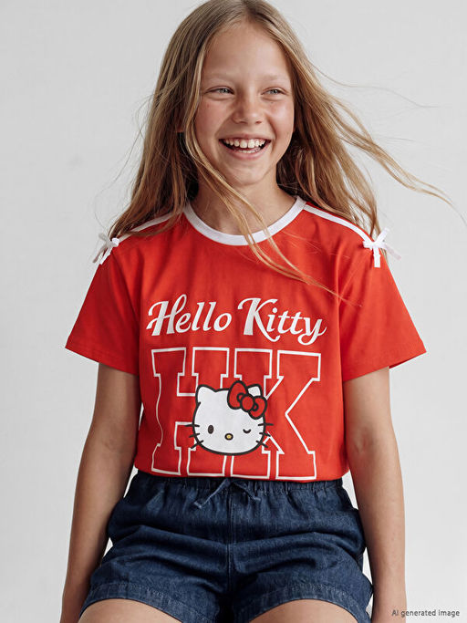 Футболка для девочек с принтом Hello Kitty