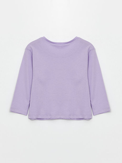 Bisiklet Yaka Uzun Kollu Bask?l? K?z Bebek Ti??rt - Waikiki фото 2