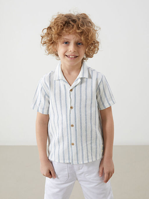 Pamuklu ?izgili Erkek ?ocuk G?mlek