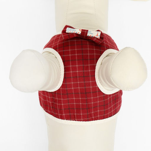 Комплект с мягкой шлейкой Клетки, размер M, поводок, 120 х 1,5 см, ОГ 34-66 см, красный - Пижон фото 6