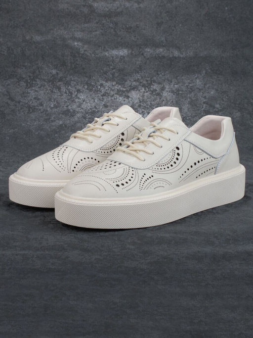 05-PDD166-1 BEIGE Кроссовки женские (натуральная кожа)