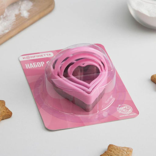 Формы для печенья KONFINETTA Сердце, 10?8 см, набор 3 шт, металл, МИКС  фото 4