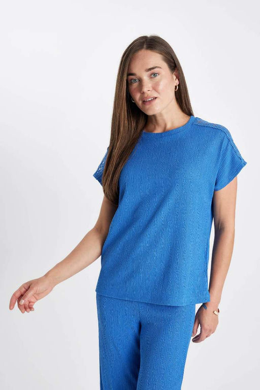 Футболка с круглым вырезом и короткими рукавами - Defacto фото 6