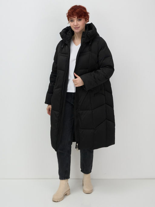 Пальто зимнее Visdeer 7702Ch женское утепленное 240 г/м² черное  фото 15