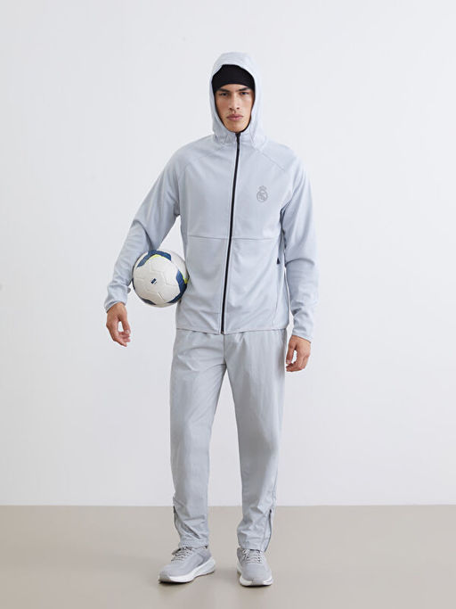 Erkek Real Madrid Bask?l? Fermuarl? Sweatshirt