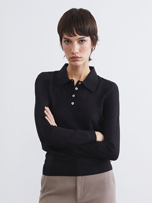 Polo Yaka Kad?n Triko Kazak