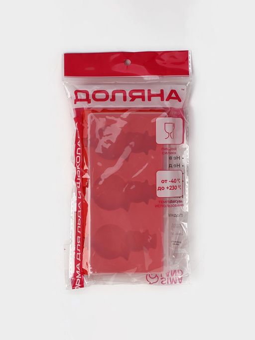 Форма для мороженого новогодняя Доляна Снеговик, силикон, 18?9?2 см, 3 ячейки, с палочками, красная