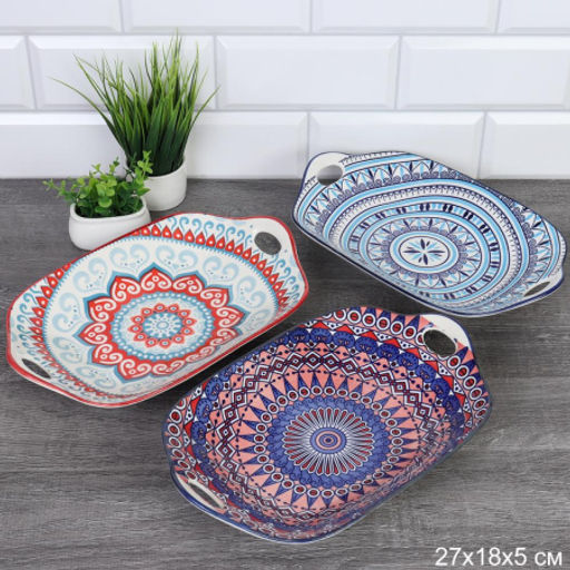 Блюдо с ручками прямоугольное 27х18х5 см / ZY070 /уп 36/