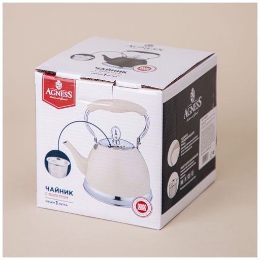 ЧАЙНИК AGNESS С ФИЛЬТРОМ, 1,0 Л C ИНДУКЦИОН. КАПСУЛЬНЫМ ДНОМ И СКЛАДЫВАЮЩЕЙСЯ РУЧКОЙ  фото 2