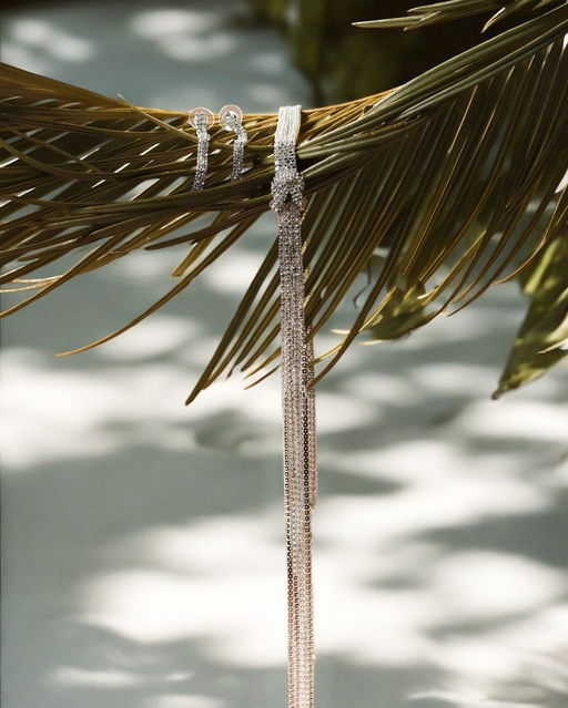 Гарнитур 2 предмета: кулон, серьги Элегантность жгут, цвет белый в серебре, 42 см