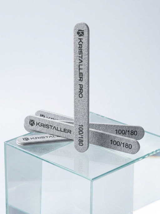 Kristaller Пилка маникюрная на деревянной основе тонкая, 100/180 грит, 13 см, 50 шт.