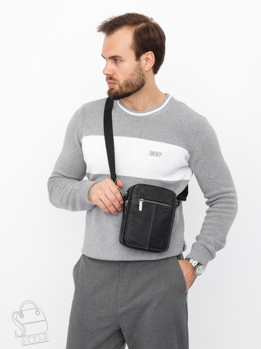 Сумка мужская кожаная 8611S black Fuzhiniao