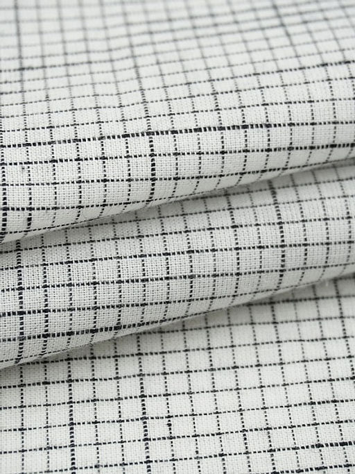 Пестрядь Мелкая клетка - штрих цв.белый, ш.1.45м, хлопок-100%, 100гр/м.кв - Купава фото 5