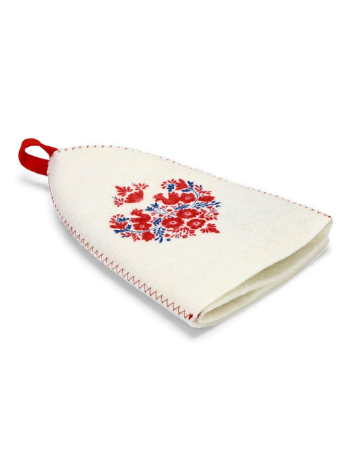 Шапка для бани с принтом "Славянка славянка", белая