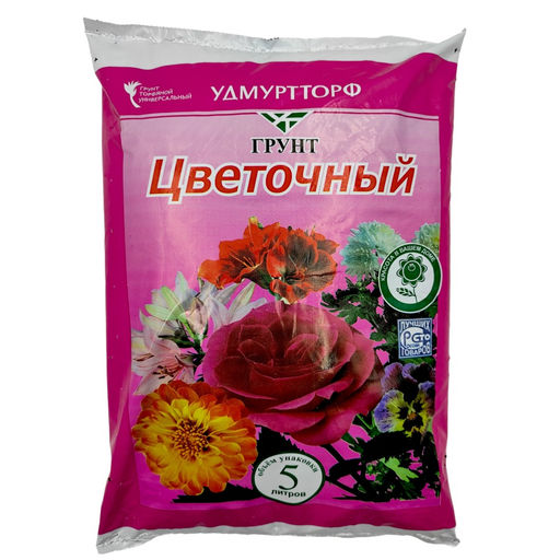 Торфогрунт "Цветочный" 5л "Удмуртторф"