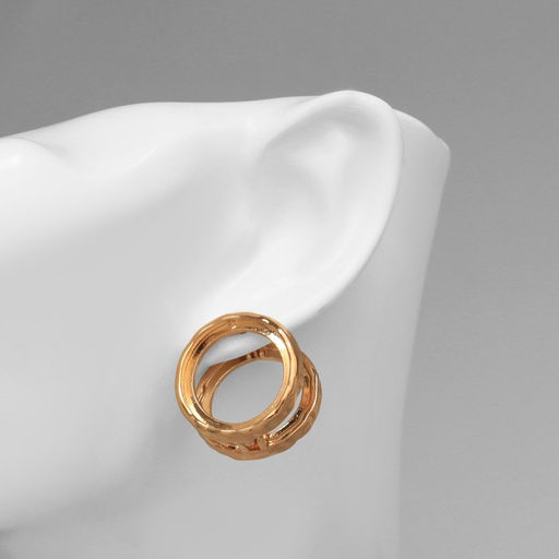 Серьги металл Аккорд два круга, цвет золото - Qf фото 3