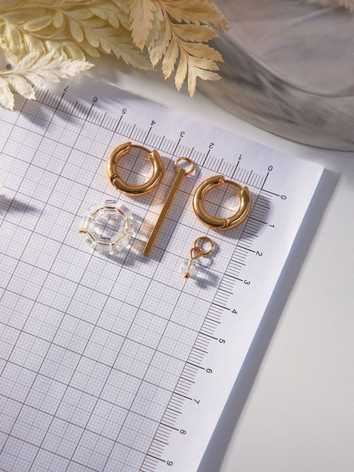 Серьги со съёмным элементом Трансформер круг, белые, золоте