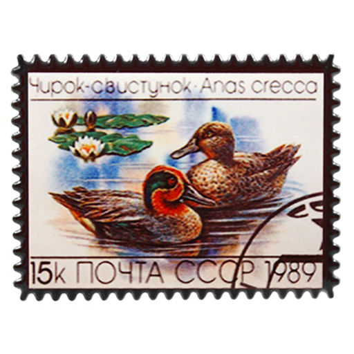 Магнит керамический 6х8см Почтовая марка Чирок-свистунок (Китай)