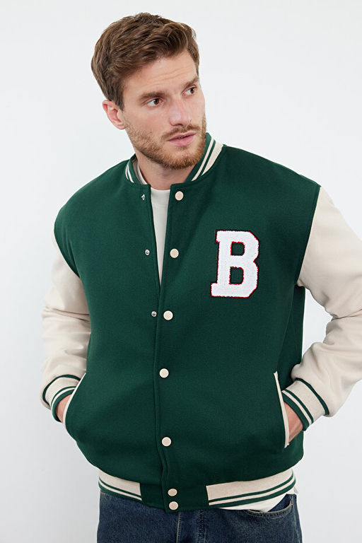 Ye_il Unisex Regular Fit Bomber Yaka Kolej K__l_k Ceket Mont TMNAW24MO00017 - Trendyolmilla фото 2