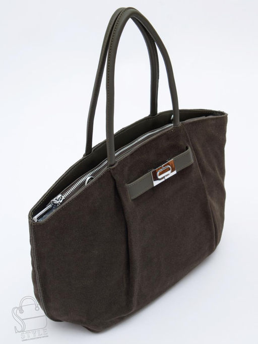 Сумка женская кожаная 2423YF gray a  green  Polina&Eiterou