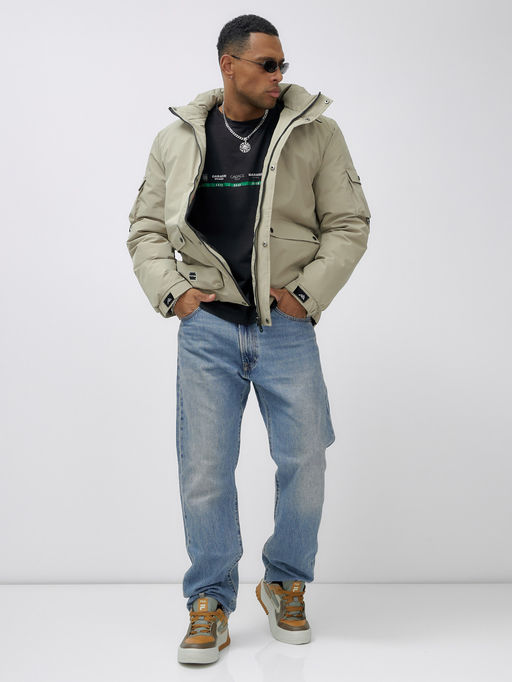 Куртка спортивная мужская зимняя с капюшоном бежевого цвета 2333B - Wonderrman фото 12