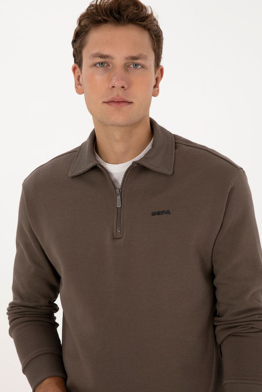 Erkek Regular Fit Yar_m Fermuarl_ Vizon Basic Sweatshirt - U.s. polo assn фото 2