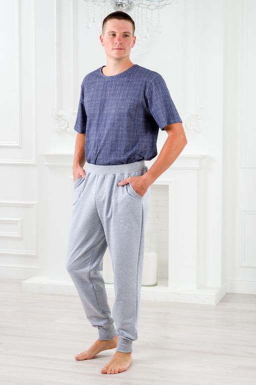 Брюки мужские из футера Оскар серый меланж - Амадэль фото 3