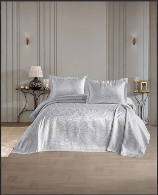 Покрывало EFOR Pique Bedspread SERENA (240*260) с наволочками серый GRI