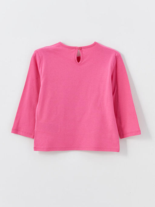 Bisiklet Yaka Uzun Kollu Bask?l? K?z ?ocuk Ti??rt 2li