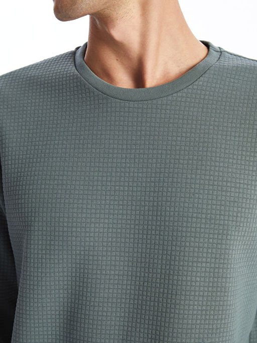 Bisiklet Yaka Uzun Kollu Erkek Sweatshirt